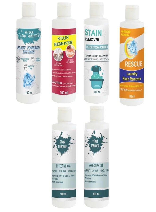 TOOVUS Stain Remover Combo Pack of Shirt, Red, Doll, Orange, Sky and Sky Stain Remover | Multi-Surface Cleaning Solution for Clothes, Fabrics, Upholstery (100 g Each) - Image 1